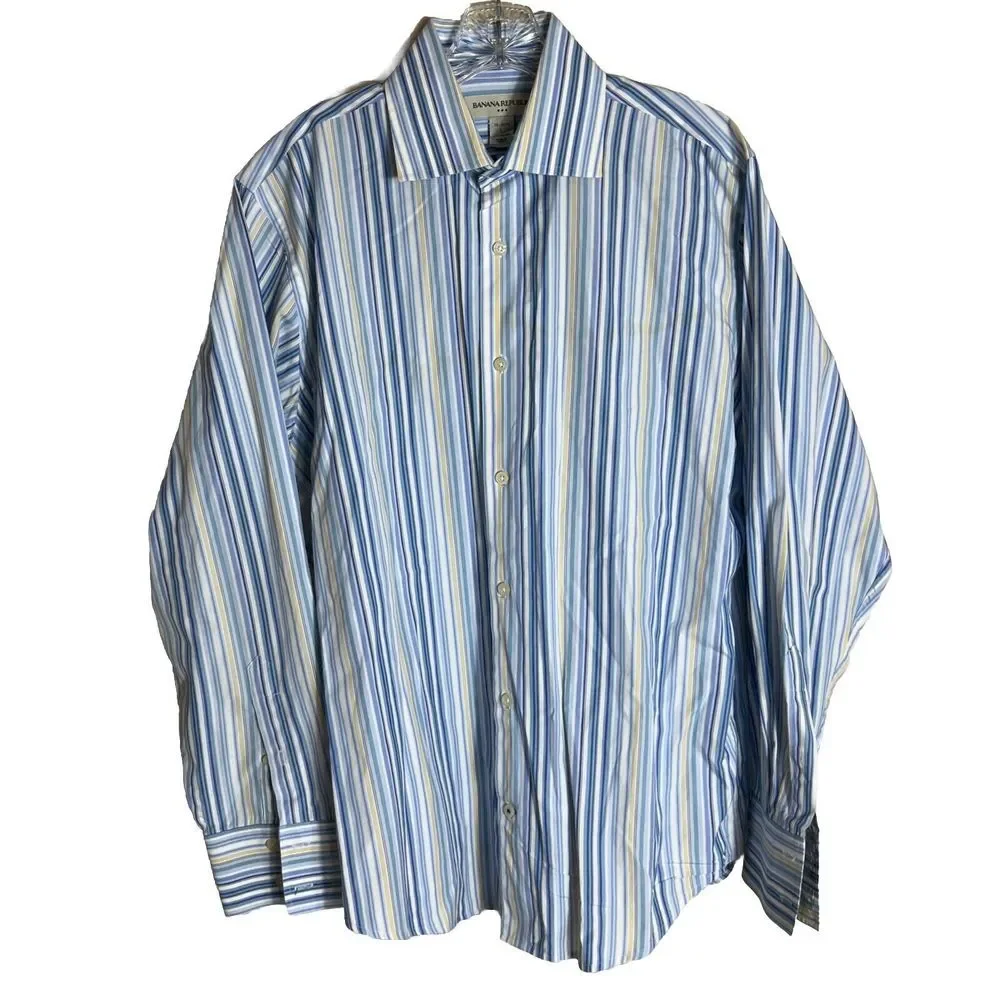 Banana Republic Men's Casual Dress Shirt‎ Large Long Sleeve Button Up Multicolor